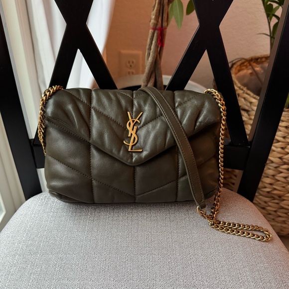 Yves Saint Laurent Handbags - YSL Quilted Leather LouLou Toy Puffer Olive Green